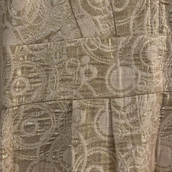 NWT London Times Champagne White Gold Metallic Shiny Circle Embossed Dress 4 - Picture 3 of 11